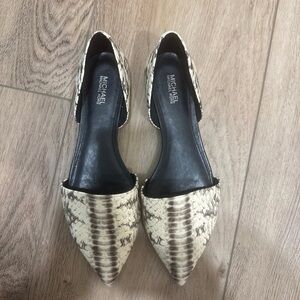 Michael Kors Cream and Black Snakeskin Flats